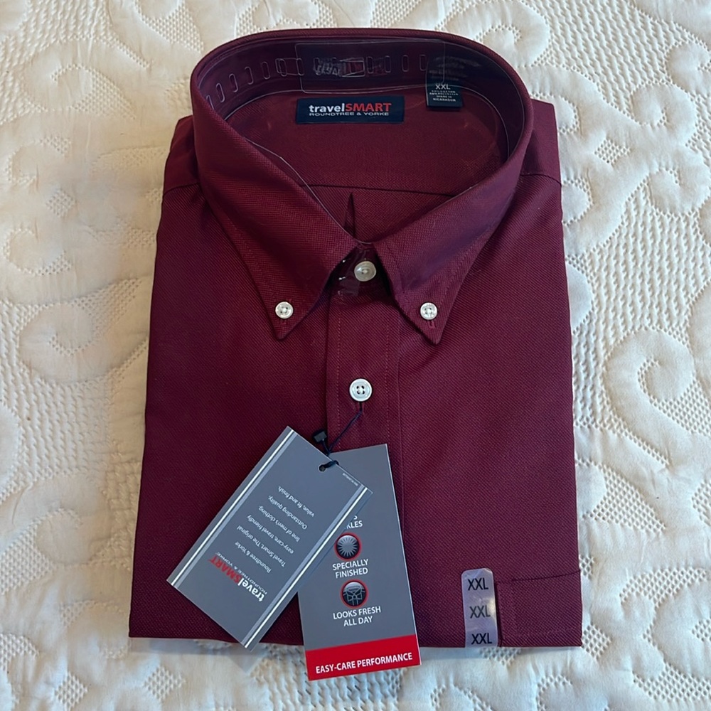 Men’s Travel Smart Easy Care Long Sleeve Dress Shirt, Sz XXL